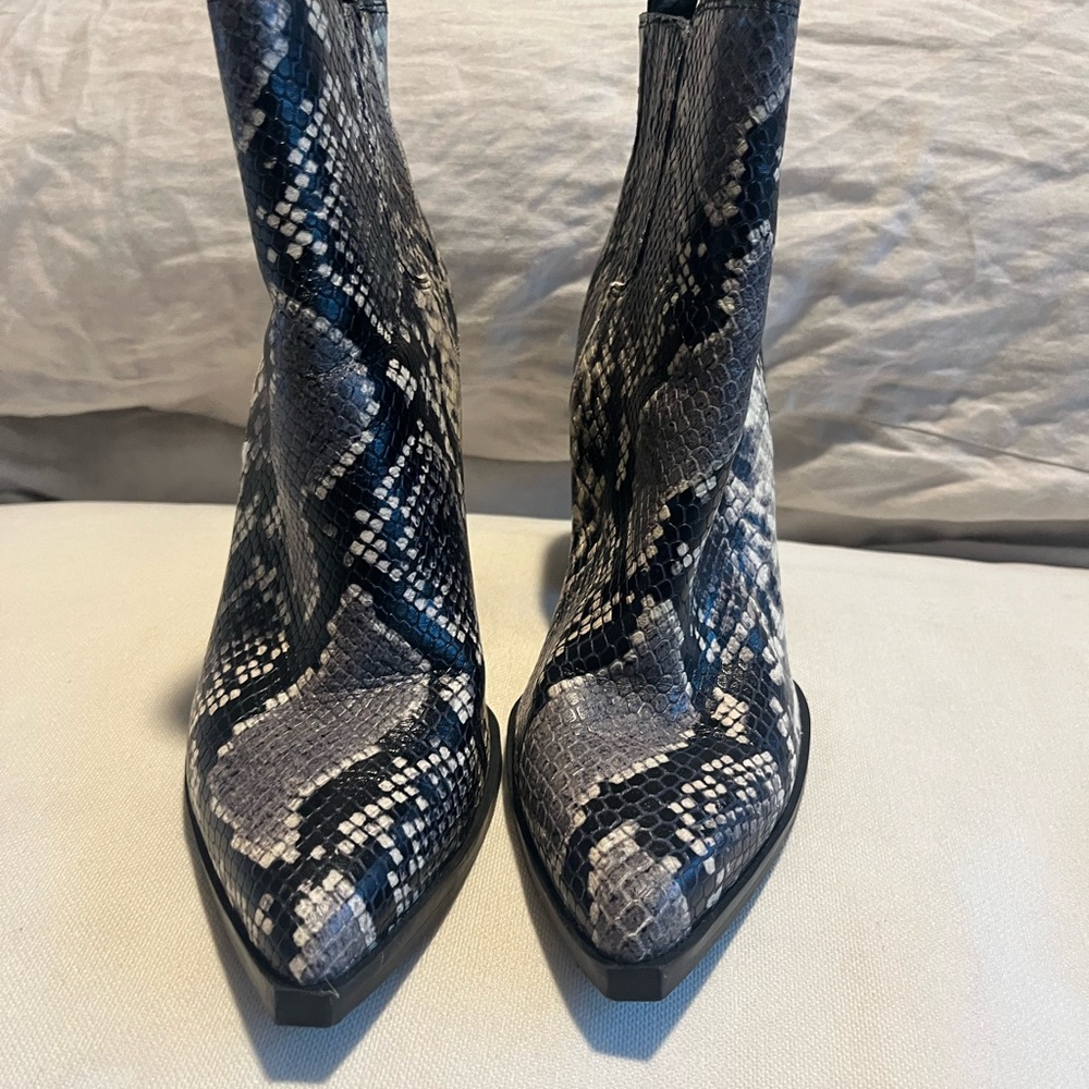 Marc Fisher Snakeskin Ankle Boots - Black and White - Picture 3 of 4